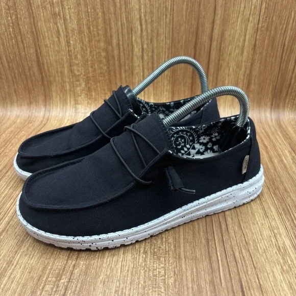 Hey Dude Wendy Basic Black Odyssey Women Size 8 Black Excellent Slip On Loafers - Picture 3 of 8